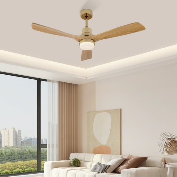 48" Tropical Outdoor Ceiling Fan with Light, Wet Rated Solid Wood Walnut Blades, DC Motor, Remote Control, 3-Color LED, Reversible Quiet Operation for Patio & Indoor Use