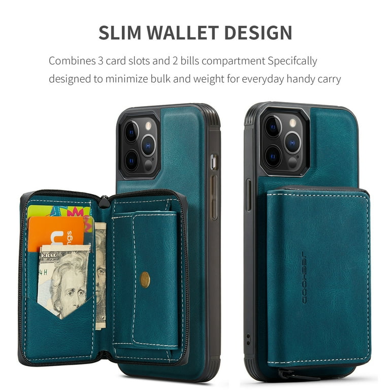 Detachable Wallet Case for iPhone 13 Pro 6.1 inch 2021, Allytech PU Leather Anti-Scratch Shockproof 2 in 1 Kickstand Magnetic Snap Business Style