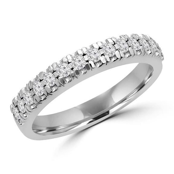 0.33 CTW Round Diamond Semi-Eternity Wedding Band Ring in 14K White Gold - Size 3
