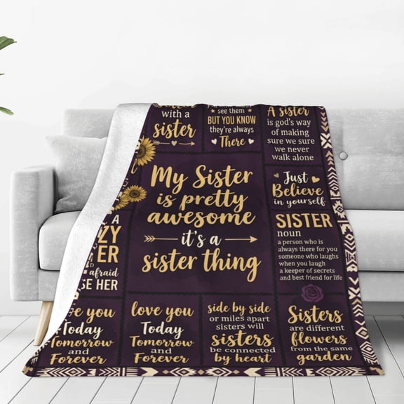 Sister Throw Blanket, Birthday Gift Throw Blanket for Sister, Soft Flannel Cozy Blanket, Sister Gifts for Women Christmas 50x40