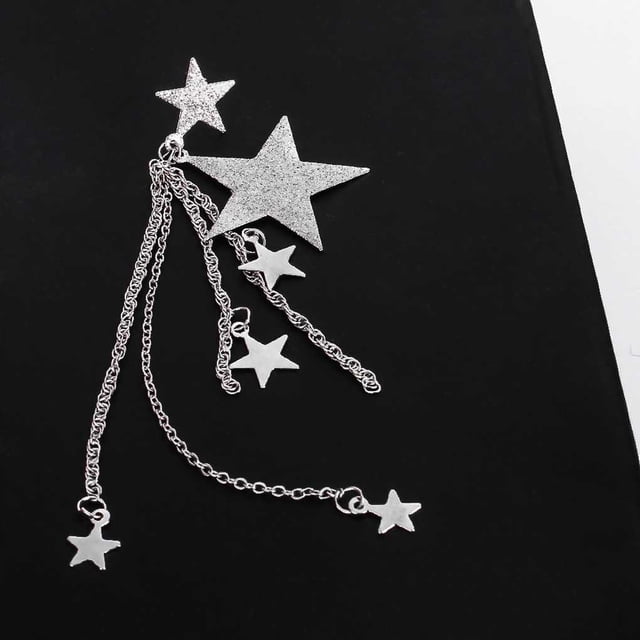 Simple long earring Geometric ear stud Long tassel eardop Star tassel earring drop Star tassel dangle earring