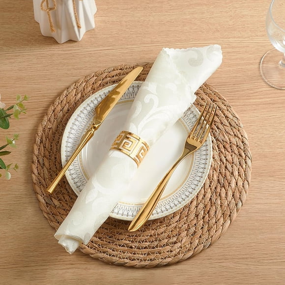 Handcrafted Woven Placemats, Durable and Heat Resistant Rattan Set for Farmhouse and Outdoor Dining, Easy Maintenance for Year-Round Use