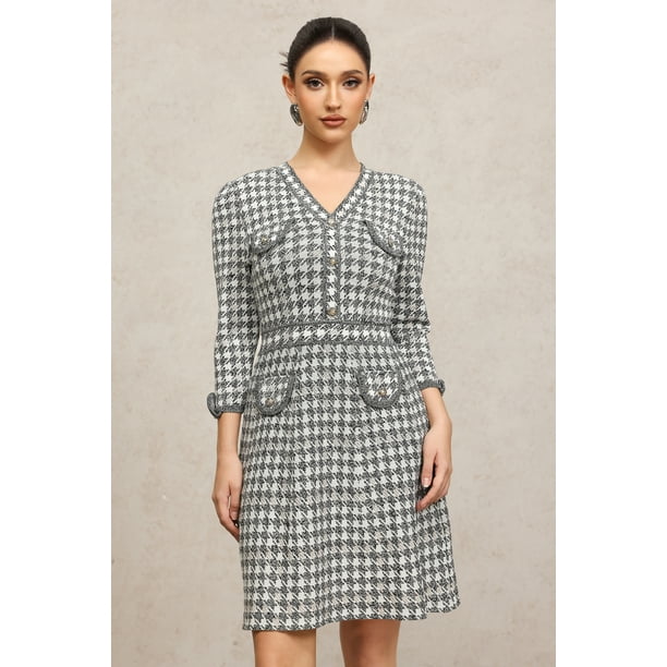 Vestido Bellabarnetten Salerio Pata de Gallo Mini de manga larga