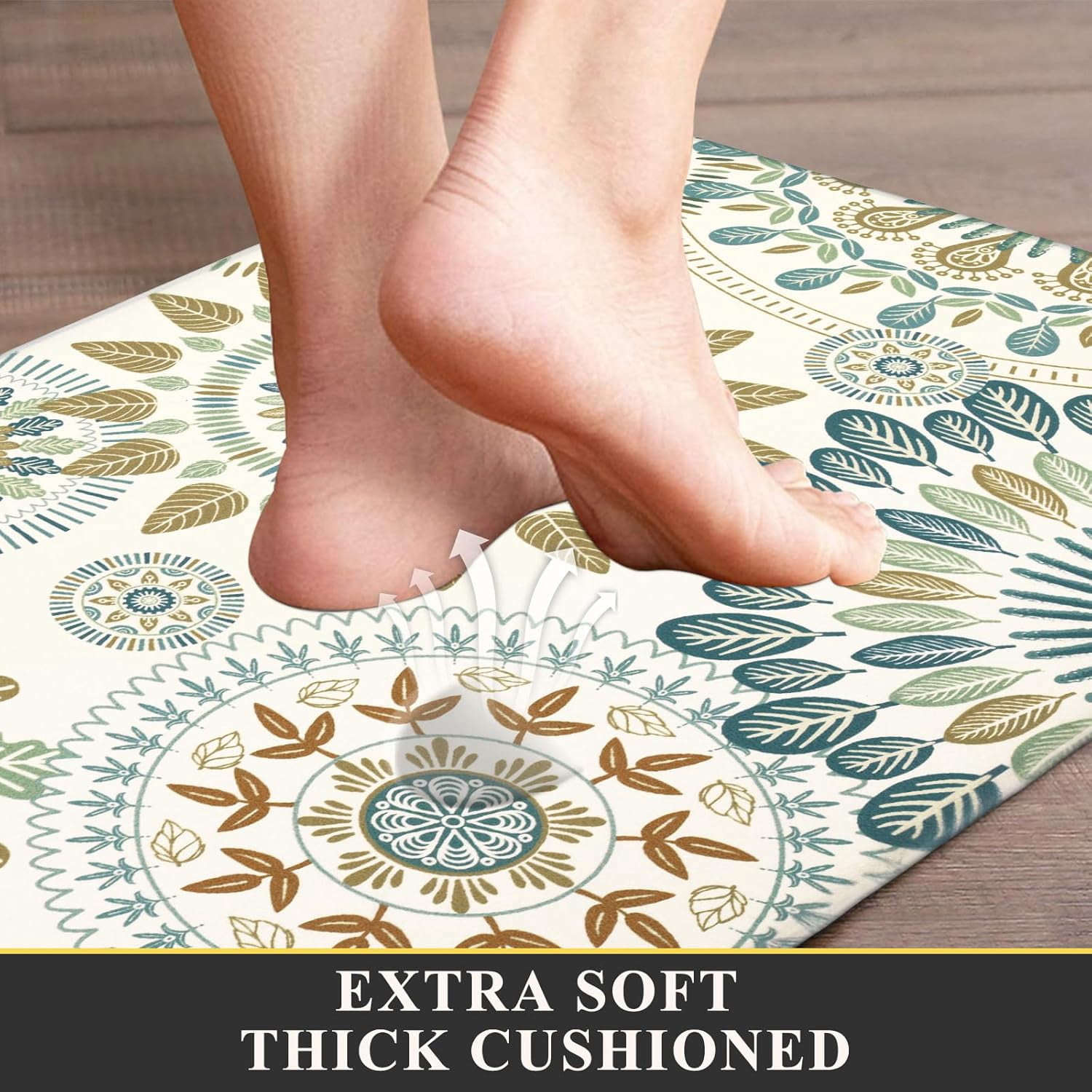 Boho Kitchen Rugs Set of 2 Anti Fatigue Mats for Kitchen Floor Cushioned Kitchen Rugs and Mats Non Skid Waterproof Kitchen Runner Comfort Standing Mat