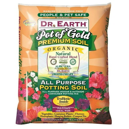 Dr Earth 249922 16 qt. Pot of Gold Organic All Purpose Potting Soil for Indoor & Outdoor Containers