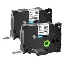 GREENCYCLE 2PK Compatible for Brother P-touch Black on White 18mm TZ TZe TZE-S241 TZ-S241 TZe-241 TZ-241 Extra Strength Laminated Label Tape