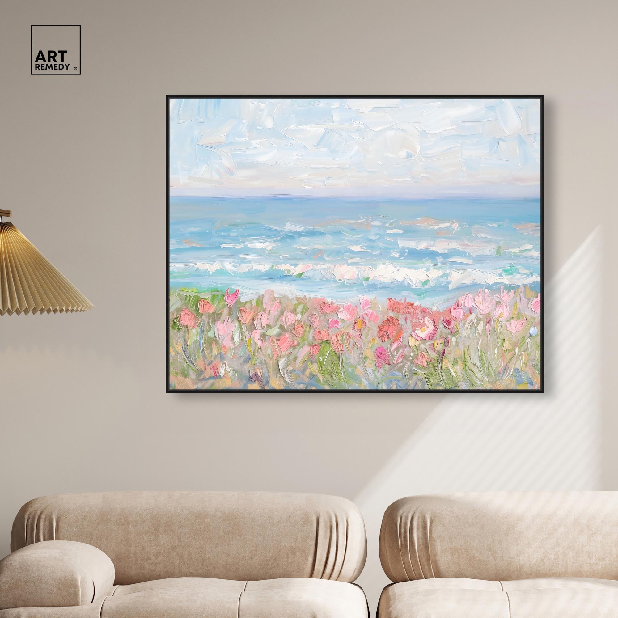 Waves of Peace Canvas Famous Artist Prints by Art Remedy, Black Frame, 45 x 36