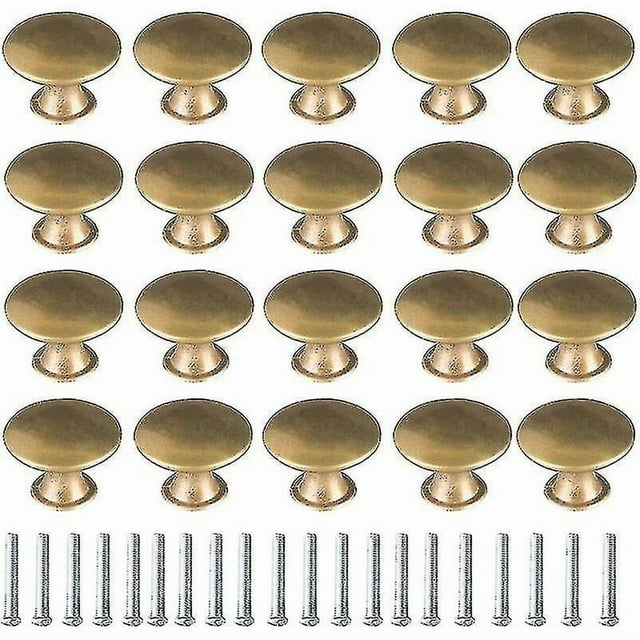 Brass Door Knob - Set of 20 Vintage Brass Pulls for Cabinet Knobs, Drawer Handles, and Cupboard Doors