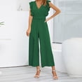 thumbnail image 2 of SRZYMJ Elegant Plus Size Women's Jumpsuit High Waist V Neck Sleeveless Wide Leg Culottes with Pleated Detail, 2 of 3
