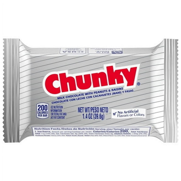 Chunky Peanut, Chocolate, Raisins Candy Bar 1.4 oz.