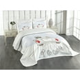 thumbnail image 3 of Ambesonne White Quilted Bedspread Set 3 Pcs, Retro Married Couple Car, King Size, Grey Red White, 3 of 5