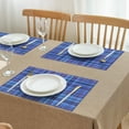 thumbnail image 3 of Blue Checkerboard Checkered Pattern Summer Placemats Table Placemats Set Of 4-Linen Kitchen Washable Placemats Table Mats 11.8"x17.7" Non-Slip Heat Resistant, 3 of 6
