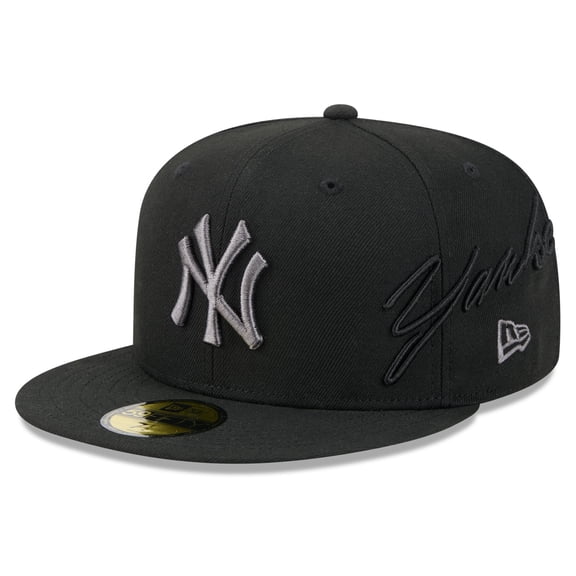 Men's New Era Black New York Yankees Side Script 59FIFTY Fitted Hat