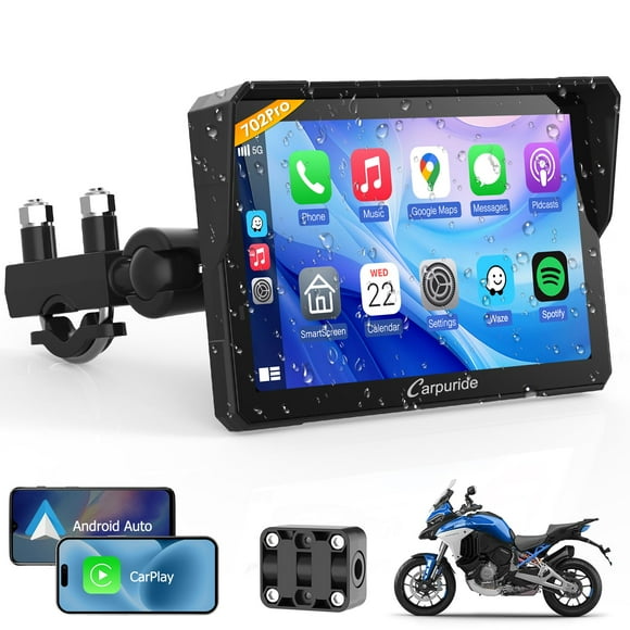 Pantalla de navegación GPS Carpuride W702PRO para motocicleta de 7 pulgadas