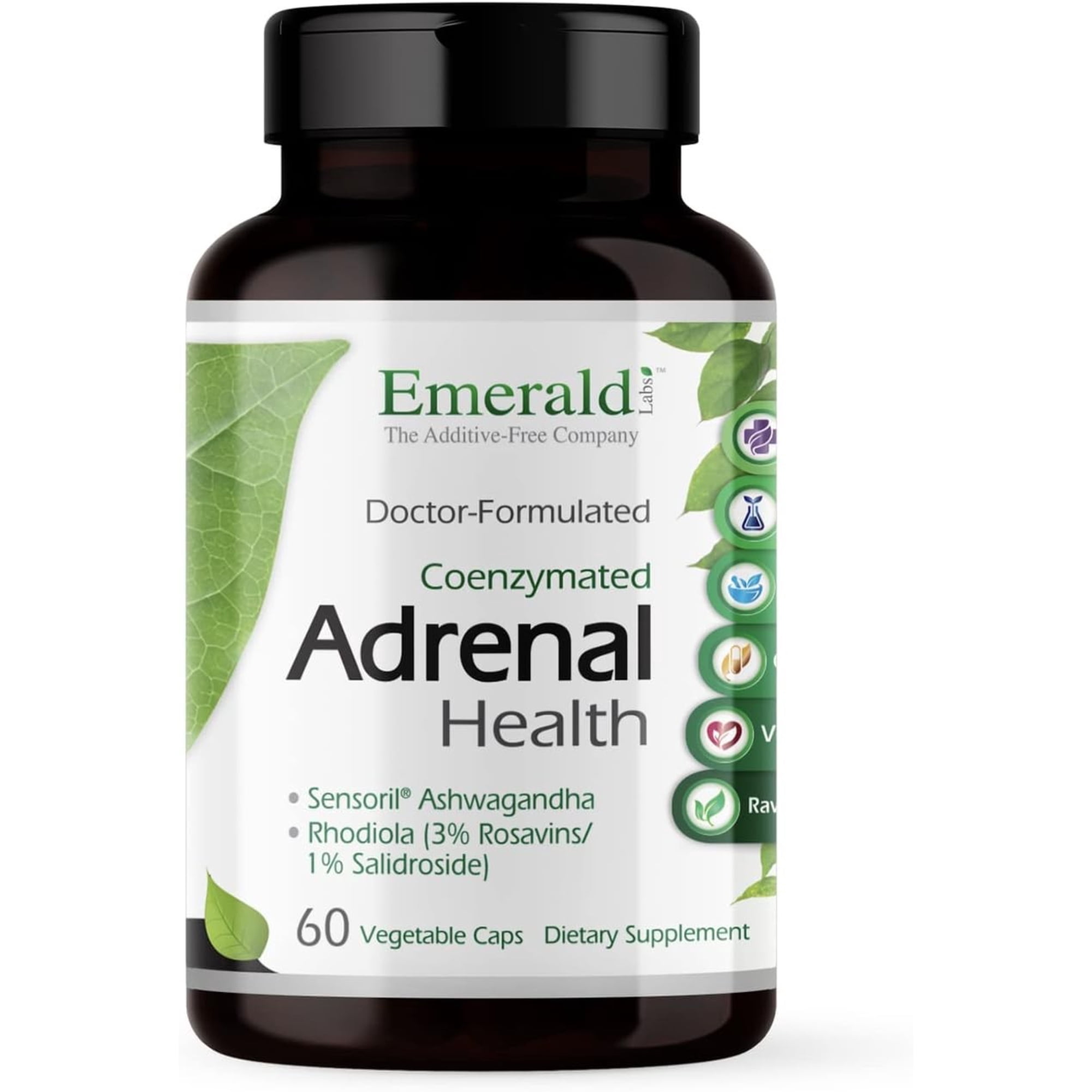 Emerald Labs Adrenal Health with Sensoril Ashwagandha, Vitamin B12, and Rhodiola for Adrenal Support, Stress Relief Support and Mental Clarity - 60 Vegetable Capsules