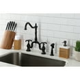 thumbnail image 2 of Kingston Brass KS7755TXBS French Country Two-Handle 3-Hole Deck Mount Bridge Kitchen Faucet with Brass Side Sprayer in Oil Rubbed Bronze, 2 of 8