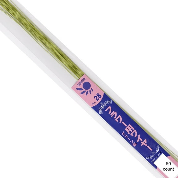 28 Gauge Spring Green Paper Covered Floral Wire - 14 inches long - pack of 50