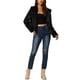 thumbnail image 2 of Abrigo de piel sintética recortado para mujer, chaqueta de invierno de moda, con frente abierto, solapa de muesca, manga larga, abrigo esponjoso XL negro, 2 of 7