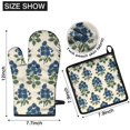 thumbnail image 6 of Blue Floral Pattern Kitchen Oven Mitt and Pot Holder Sets 2 Pcs for Baking, Cooking and Grilling, Heat Resistant Up To 392 °F, 6 of 7