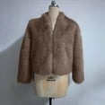 thumbnail image 6 of Stichou Faux Fur Coat for Women Fluffy Faux Fur Jacket Long Sleeve Open Front Cropped Fuzzy Outerwear Coffee M, 6 of 9