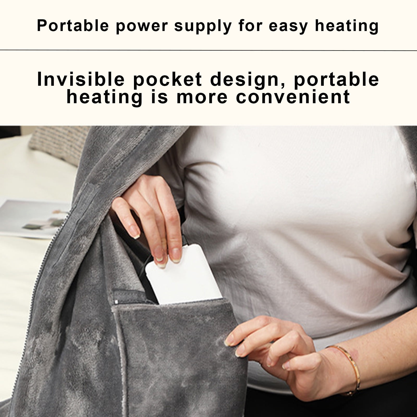 Kdkad Heated Electric Blanket Shawl, Heating Blanket, Heated Throw Blanket, Heated Poncho - Wearable Blanket Hoodie Wrap, Electric Blanket Rechargeable Heating Blanket
