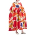 thumbnail image 1 of Vestido holgado de mujer con bolsillos, estampado vintage, manga media, informal, 1 of 8