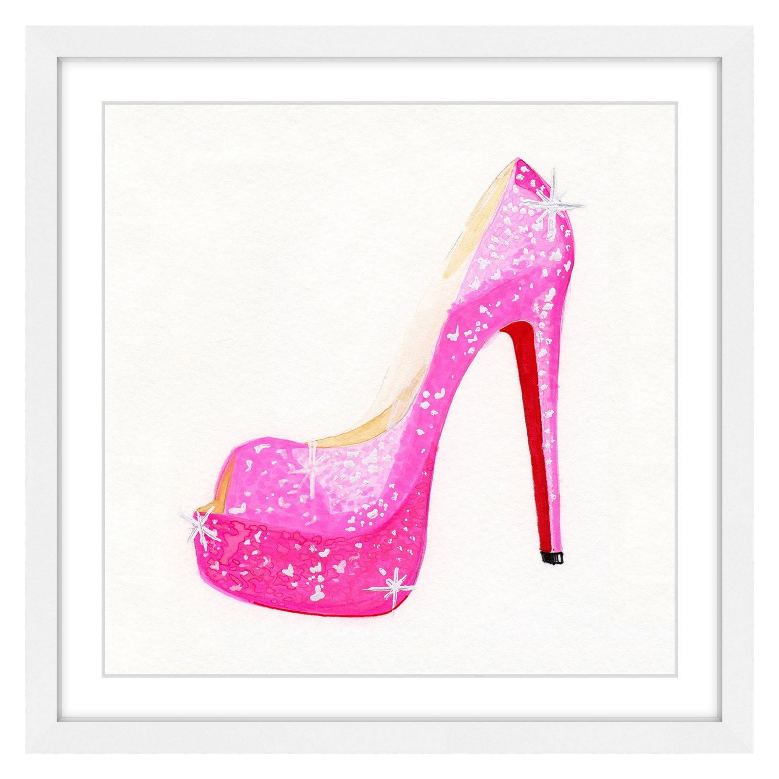 Marmont Hill "NS Pink Shoe" by Molly Rosner Framed Painting Print