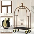 thumbnail image 4 of Bronze Birdcage Hotel Luggage Cart, 1500 lbs Bellman Trolley with 8" Silent Wheels and 41"x24" Platform – BERPET, 4 of 8