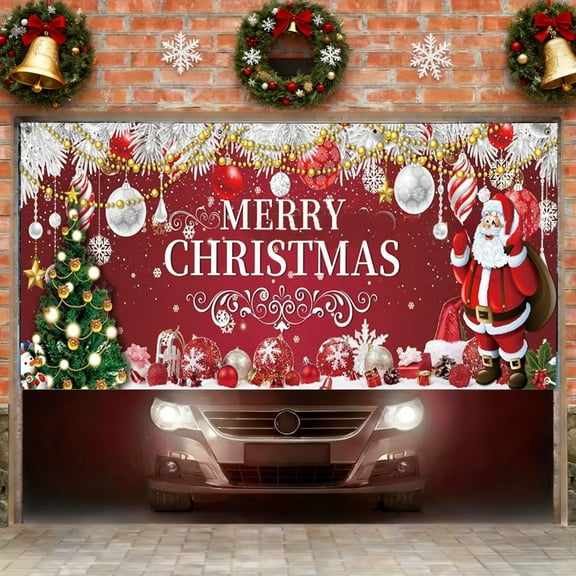 Upgraded Christmas Garage In Garage Door Decorations Christmas Banners Backdrops Decorations Hanging Decor For Indoor Outdoor House Lawns Party Background R