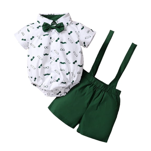Coerni Baby Boy Outfit Sets Baby Boy Clothes Baby Prints Romper Suspender Pants Set Gentleman Outfit New Born Boy Baby Gift