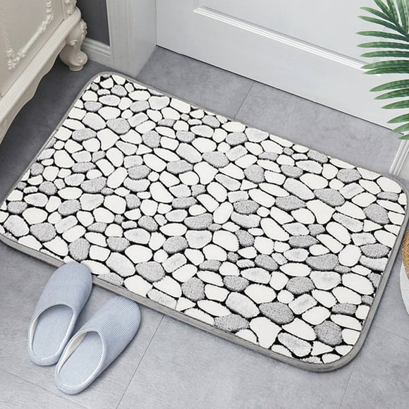 Thick Striped Memory Foam Bath Rugs, Soft Absorbent Velvet Bathroom Mats, Dots On Underside, Machine Washable Bathmat, Carpet Rug Room Décor For Shower Floor