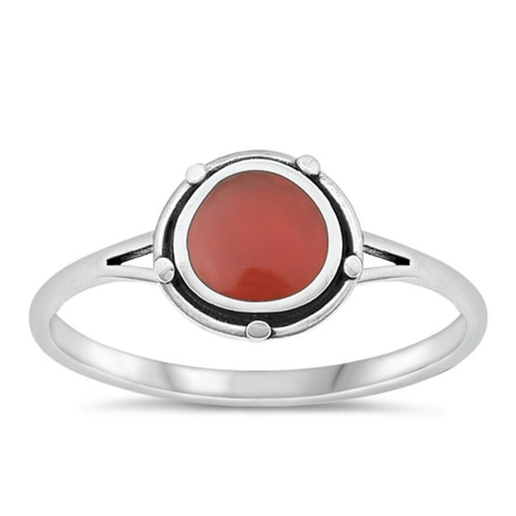 CHOOSE YOUR COLOR Red Simulated Agate Bali Ring .925 Chic Sterling Silver Band CZ Female Size 9