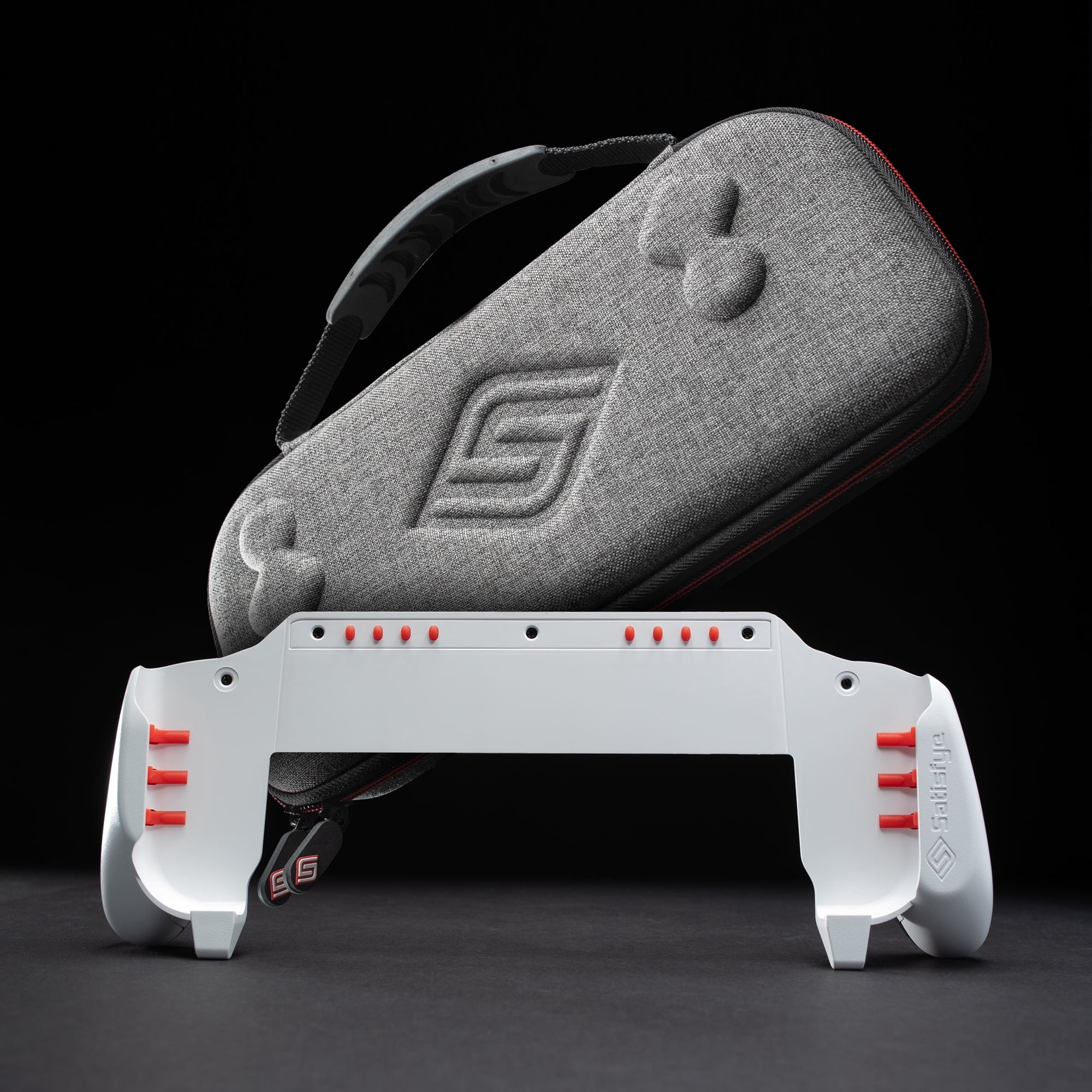Satisfye - ZenGrip Ronin White Slim Bundle, Accessories Compatible with Nintendo Switch & OLED - The Bundle includes: White ZenGrip and Grey ZenCase Slim (WHITE)