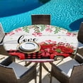 thumbnail image 6 of Valentine's Day Round Tablecloth, Fitted Table Cover with Elastic for 36"-44" Round Tables, Red Plaid Truck Roses Love Leaves Wood Table Cloth Outdoor Indoor Dinning Party Waterproof Tablecloths, 6 of 7