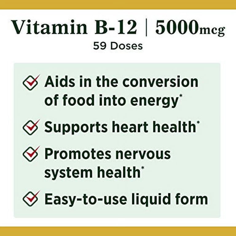 Nature's Bounty B-12 Sublingual Liquid, 5000 mcg, Berry Flavor, 2 Fl Oz -  Walmart.com