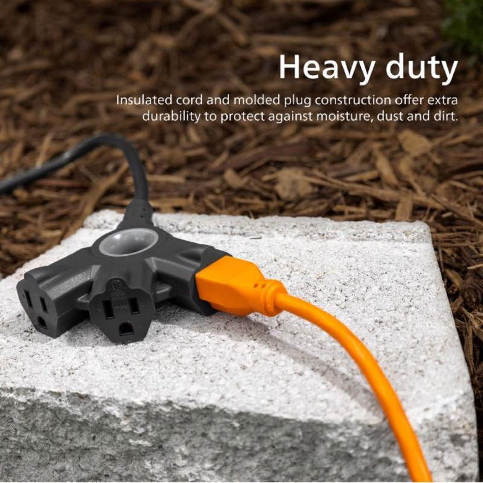 (2 pack) Philips EZGrip 15FT Black Extension Cord  3 Prong with Multiple Outlets Outdoor Indoor 16AWG