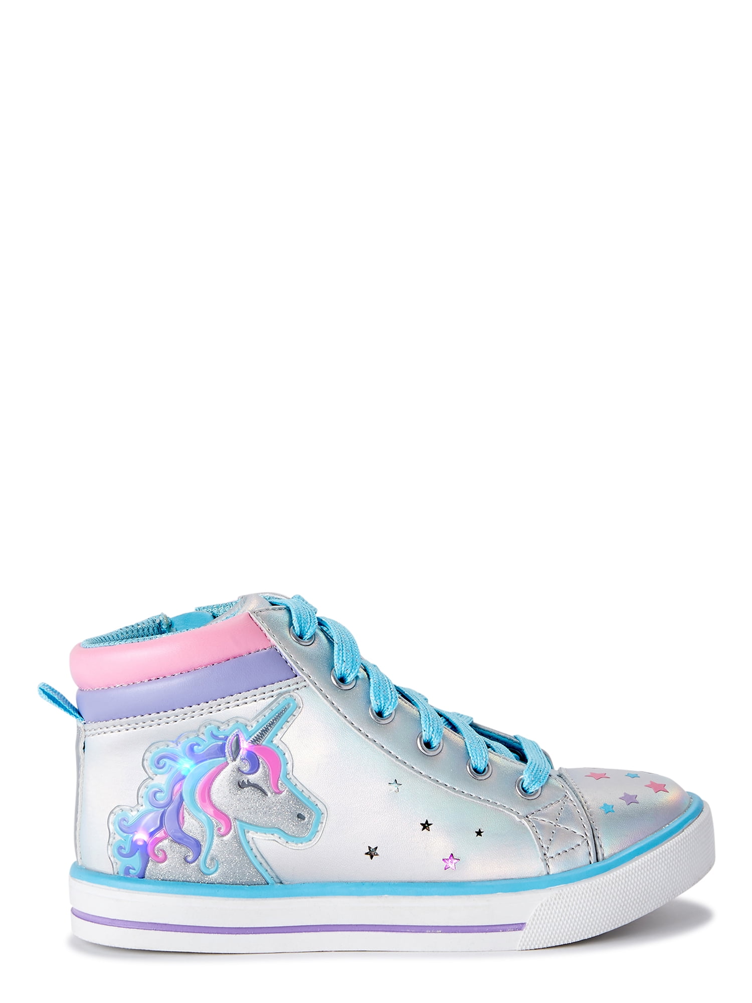 Athletic Works Little Girl & Big Girl Unicorn LightUp Hightop Sneaker, Sizes 13-5