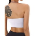 thumbnail image 3 of Deago Halter Bra for Women Longline Yoga Sports Bra Wireless Seamless Padded Backless Bralette with Adjustable Strap (White, M), 3 of 9