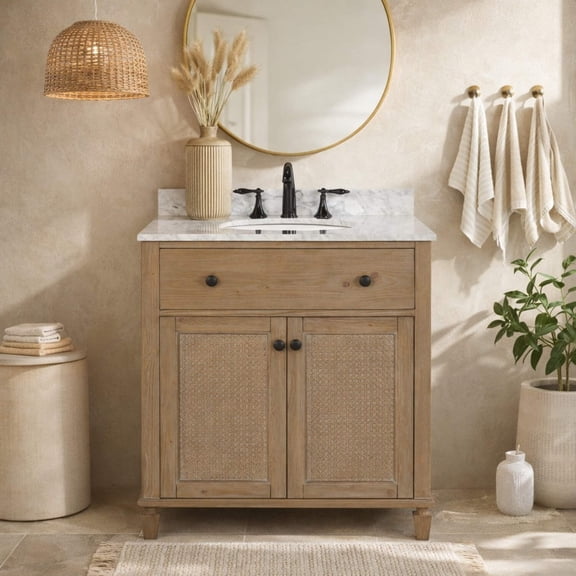 Ari Kitchen & Bath Annie 30" Solid Wood Bathroom Vanity in Weathered Fir