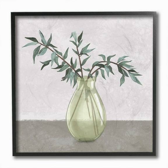 Stupell Industries Vase And Plant Neutral Grey Design Graphic Art Black Framed Art Print Wall Art, 12x12, by Ziwei Li