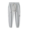 thumbnail image 4 of Men's Casual Pants Mens Ankle Sports Nine Point Pants Pocket Cargo Casual Grey 4XL, 4 of 9