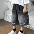 thumbnail image 4 of UACY Long Ripped Baggy Jean Shorts Jorts Baggy Short Jeans Y2K Jorts Short Jeans with Pockets Trendy Baggy Summer Jorts (Black, 18-24 Months), 4 of 8