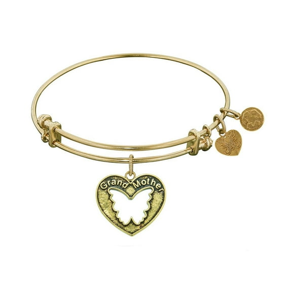 Yellow Smooth Finish Brass Grand Mother  Angelica Bangle Bracelet, 7.25"
