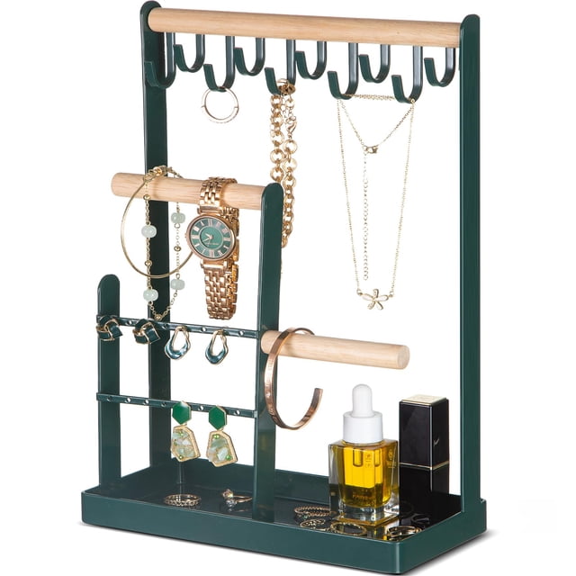 Collar organizador de joyas con soporte ProCase de 4 niveles, color verde