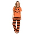 thumbnail image 3 of Matching Family Halloween Pajamas Set - 2 piece Pumpkin Face Short Sleeve Tops+Pants Sets,Casual Print Matching Pajamas for Family Halloween Night for M Pjs, 3 of 8