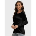 thumbnail image 2 of Womens Long Sleeve Tops Casual Basics Fall Shirts Solid Crewneck T-Shirt, 2 of 6