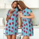 thumbnail image 4 of Fotbe Strawberries Bata de Dormir para Mujer con Estampado, Camisón de Algodón de Manga Corta, Ropa de Dormir Casual, 4 of 6
