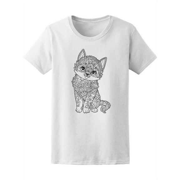Zendoodle Cute Sitting Kitten Cat Women T-Shirt - Image by Shutterstock, Female Small