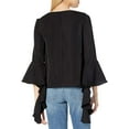thumbnail image 2 of J.O.A. Womens Ruffle Peasant Blouse, Black, Large, 2 of 2