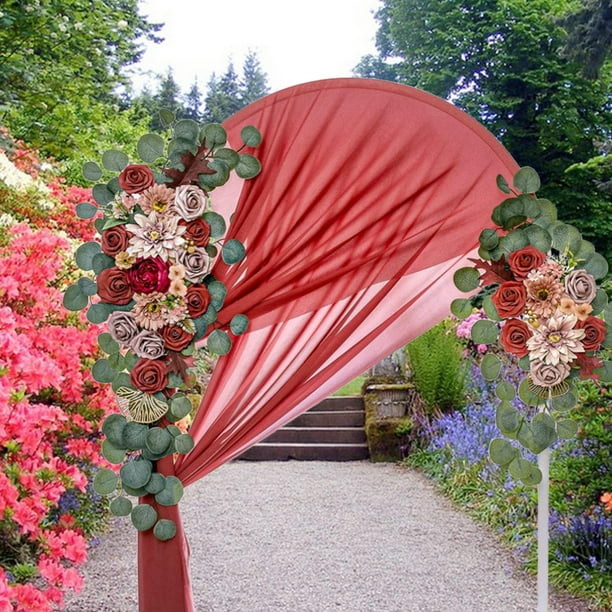 Flores , arreglo floral, rústico, guirnalda , flores artificiales decorativas de pared, para telón de fondo de pared Rojo Soledad Corona colgante de puerta delantera